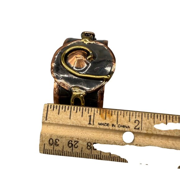Unique Copper Brass & Enamel BRUTALIST Statement Cuff Bracelet Hand-crafted - Picture 7 of 7